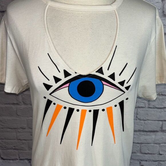 Express One Eleven Women's Protective Evil Eye Graphic T-Shirt Multicolor Size M - Picture 4 of 7